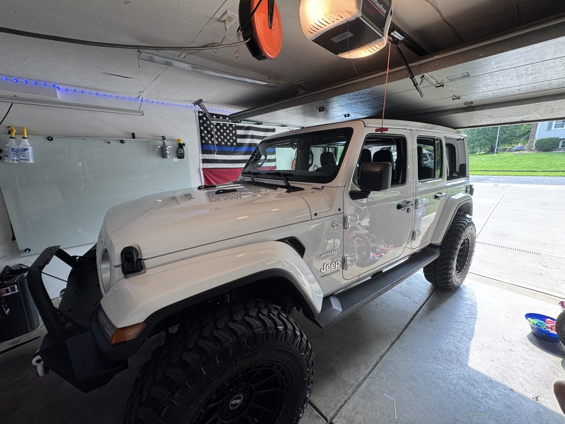 Jeep Wrangler Sahara in the shop