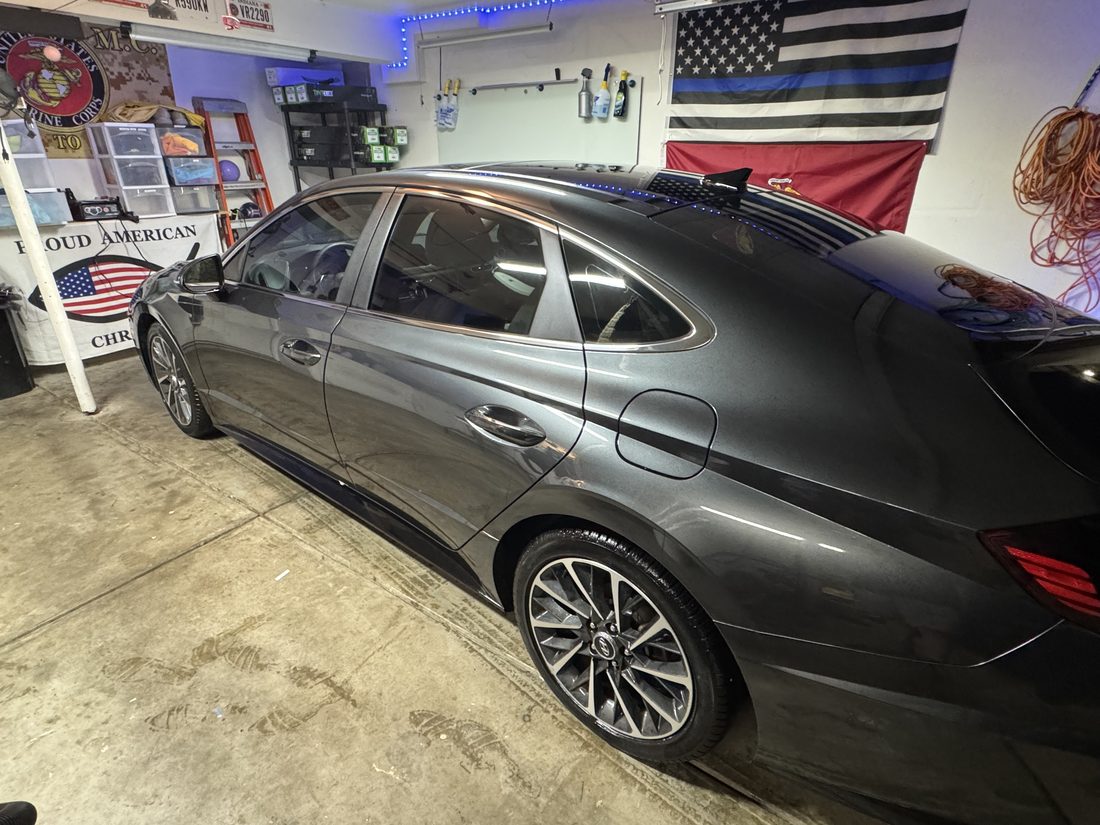 Hyundai Sonata in the shop